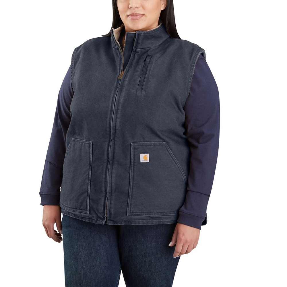 Carhartt Sherpa Lined Relaxed Fit Washed Duck Black Canvas Vest Women's XXL 2XL?